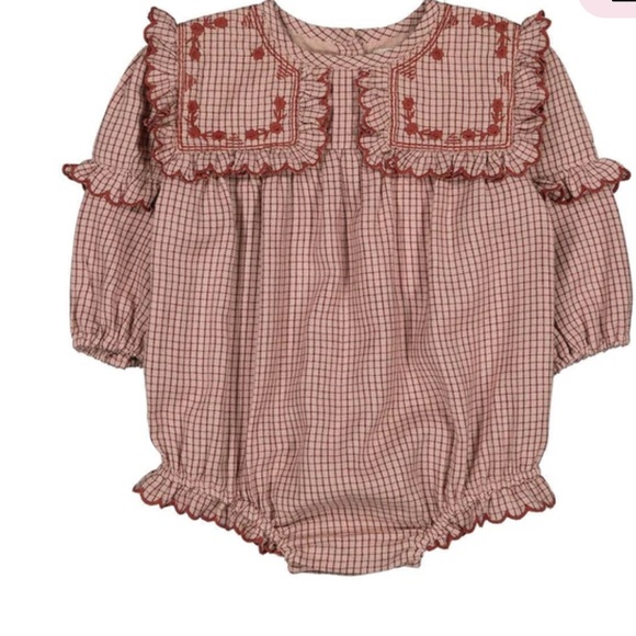 Louis Louise Ocean Brushed Baby Overall- Twill checked - Picture 1 of 2